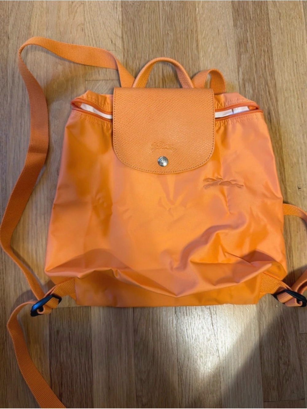 Longchamp Orange Nylon Fold-Over Backpack